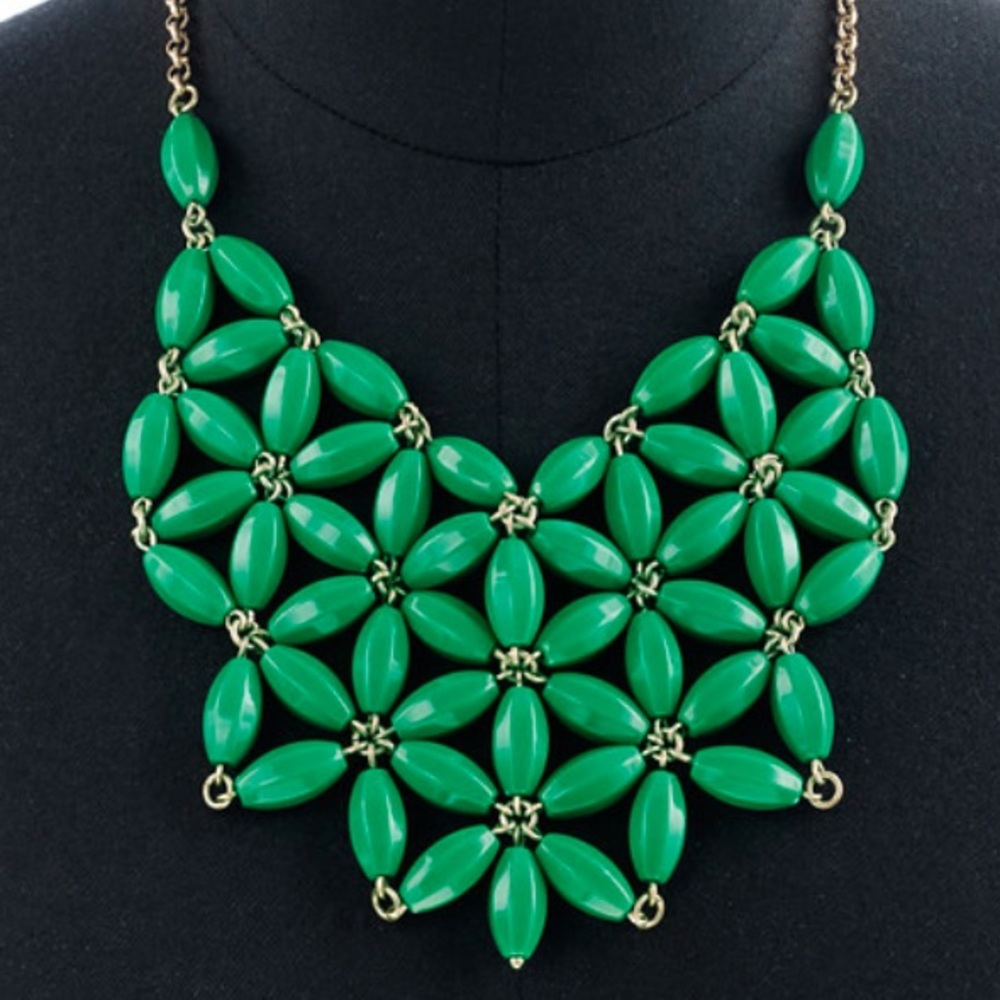J.Crew Green Bead Bib Necklace
